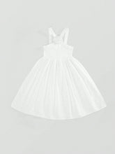 1pc Little Girls' French Style White Spaghetti Strap Sleeveless Dress, Summer